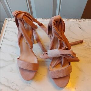 Alegria Blush Wrap Heels